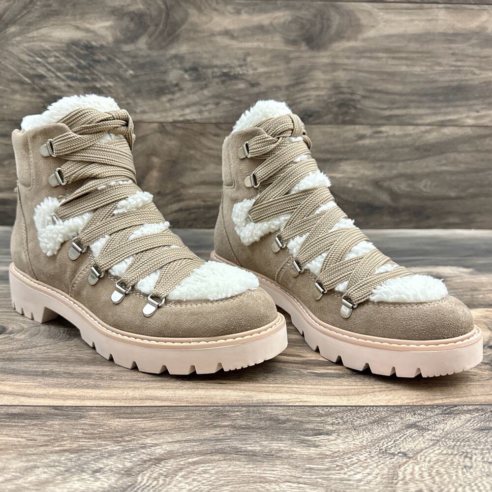 NEW Dolce Vita Pace 8 Faux Shearling Trim Lug Sole Suede Hiker Ankle Boots - Picture 6 of 12